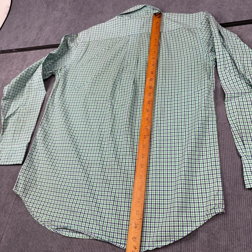 Ralph Lauren Boys Large 14-16 Gingham Check Button Down Shirt Green Blue‎ Cotton
